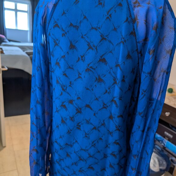 Diane Von Furstenberg Blue Long Sleeve Top Size 4 - Picture 4 of 4